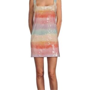 Gianni Bini Square Neck Sparkle Striped Dress